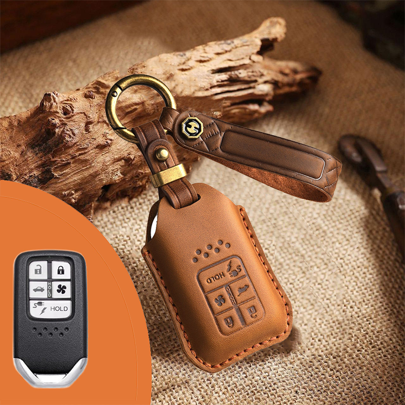 Genuine Leather Key Fob Cover for Honda