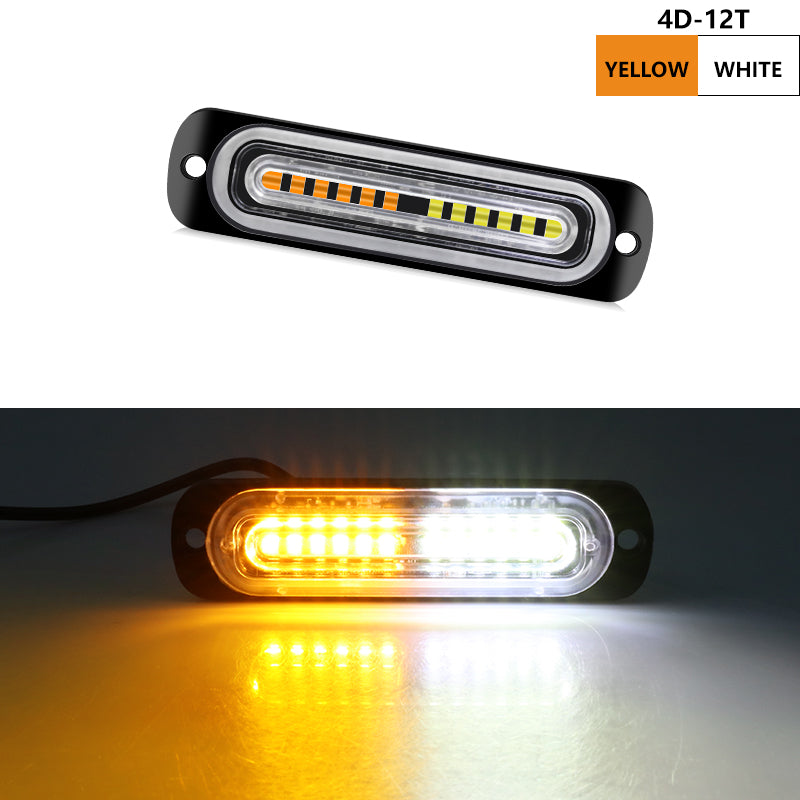 8pcs 12 LED Synchronous Function Emergency Strobe Grille Lights, Ultra-Thin Surface Mount Hazard Warning Flasher Chasing Lights