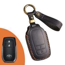 Genuine Leather Key Fob Cover for Toyota Tundra, Sequoia, Sienna, Camry, Corolla, Highlander, Prius Prime, RAV4 Prime, C-HR