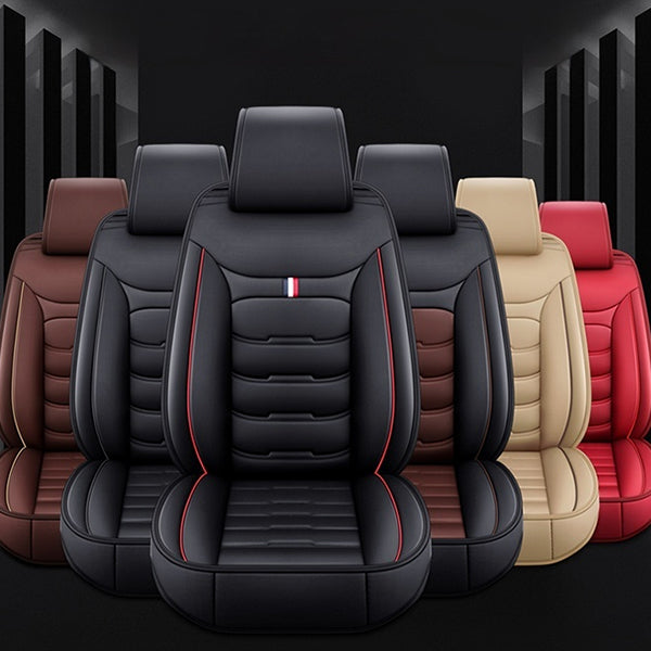 Universal Full Set Leather Car Seat Covers – Water Resistant, Luxury Comfort & All-Season Protection for 5 Seats