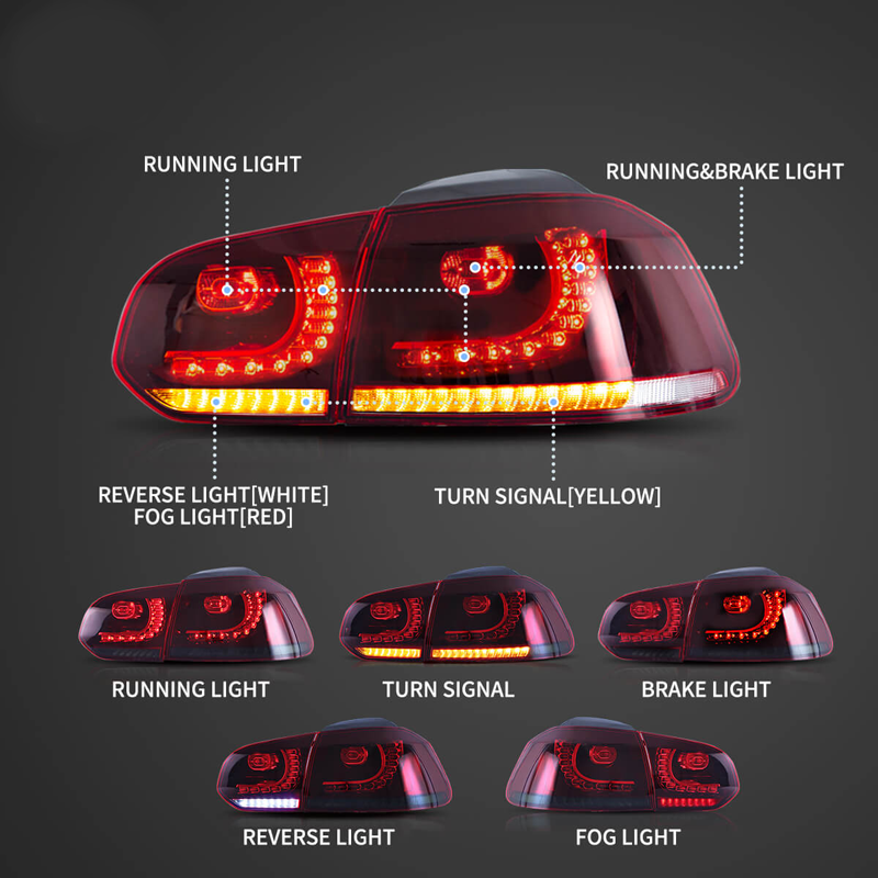 Suitable for VW Golf 6th Gen Mk6 2008-2014 LED Tail Light Assembly