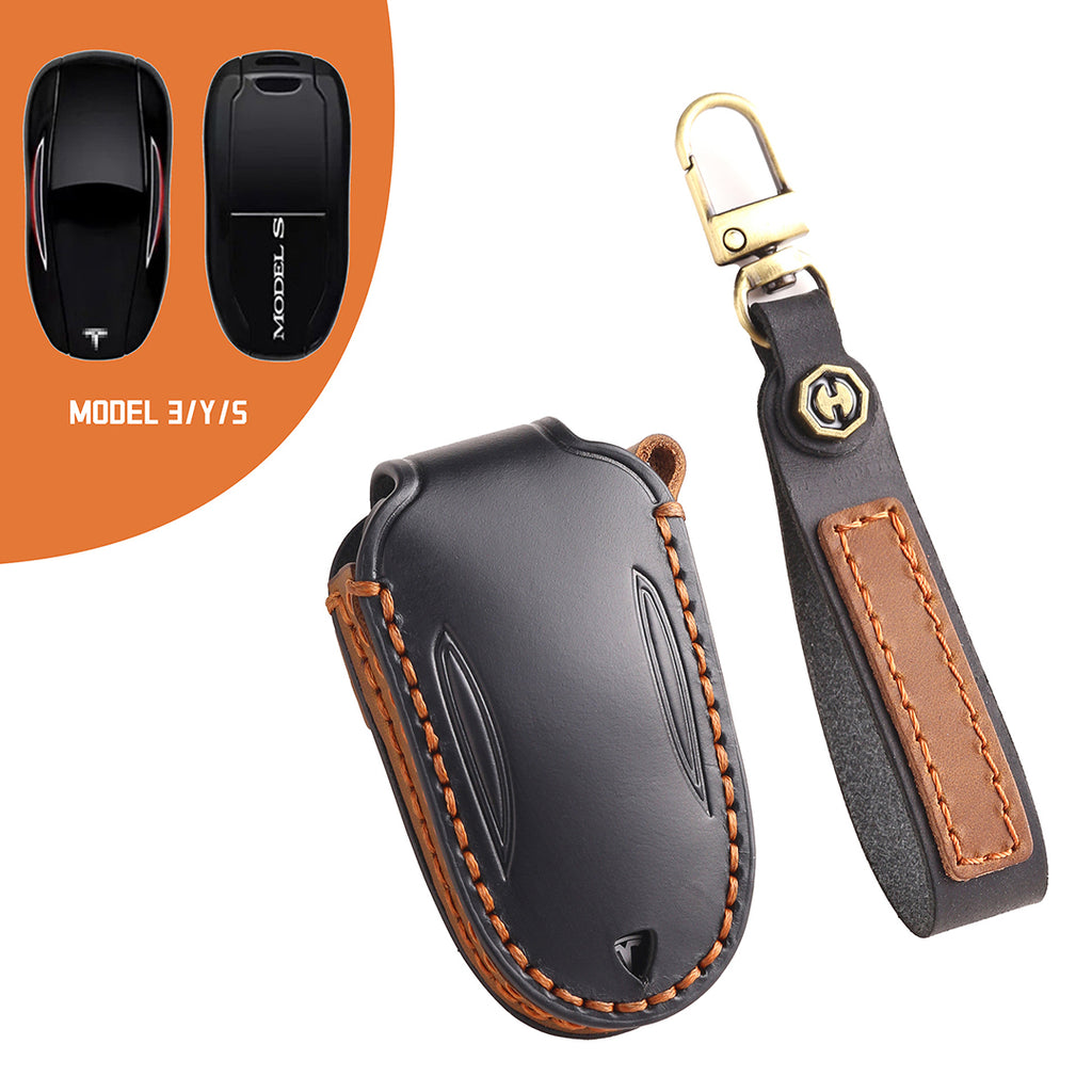 Suitable for Tesla Key Cover, Model3/Y/S/X Protection Cover Leather，Model 3 Card Protection Cover Leather