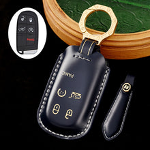 Load image into Gallery viewer, Leather Key Fob Cover, Compatible with Jeep Grand Cherokee, Renegade, Compass, and Chrysler