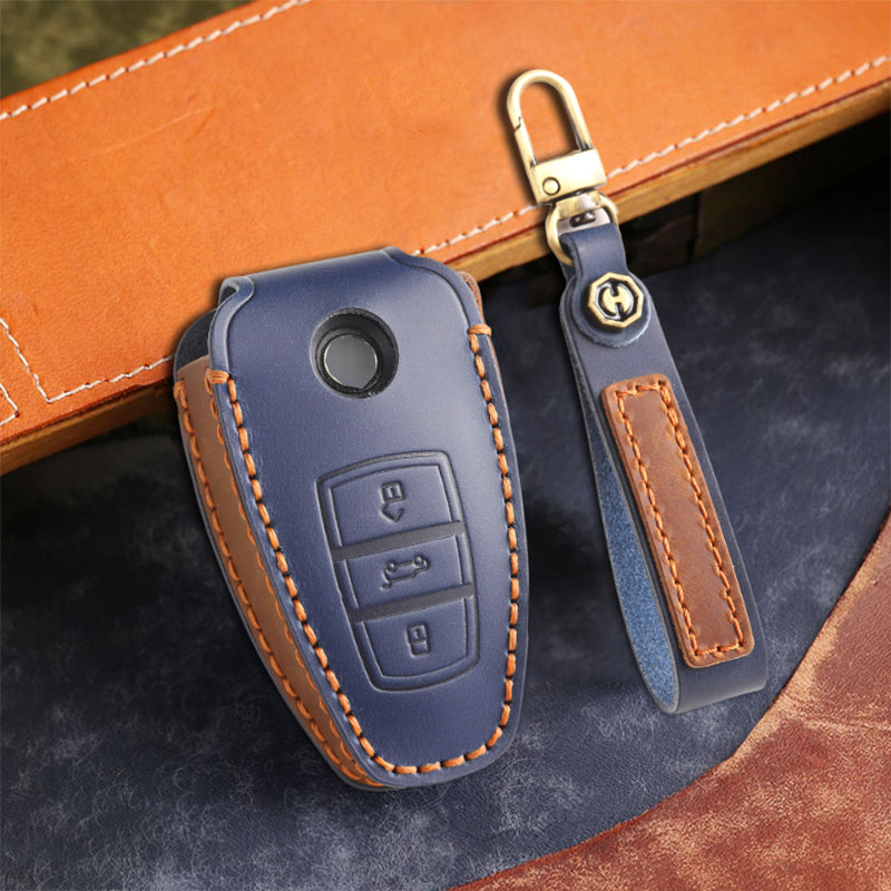 Genuine Leather Key Fob Cover for All 3-Button Volkswagen Key Fobs