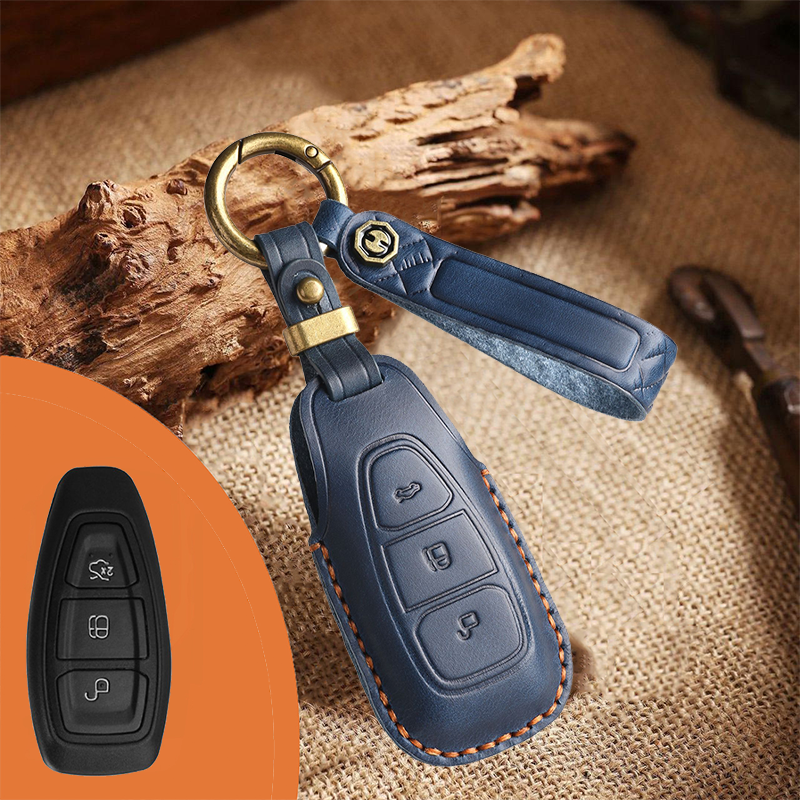 Genuine Leather Key Fob Cover for Ford (3-5 Buttons)