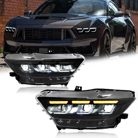 For 2015–2017 Ford Mustang LED Headlights – S650 Style Triple Beam Projector Lamps with DRL