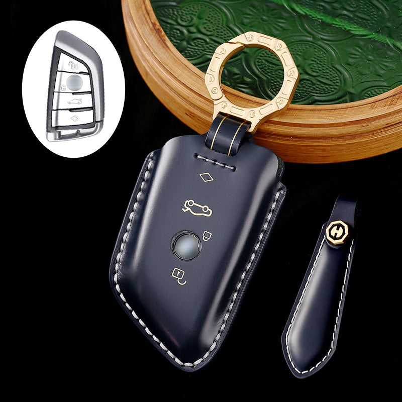 High-Quality Leather Car Key Cover, Suitable for BMW 5 Series, 7 Series, and Other Models