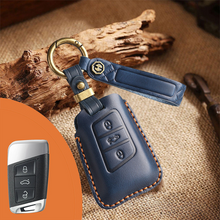 Load image into Gallery viewer, Genuine Leather Key Fob Cover for Volkswagen (3-5 Buttons)