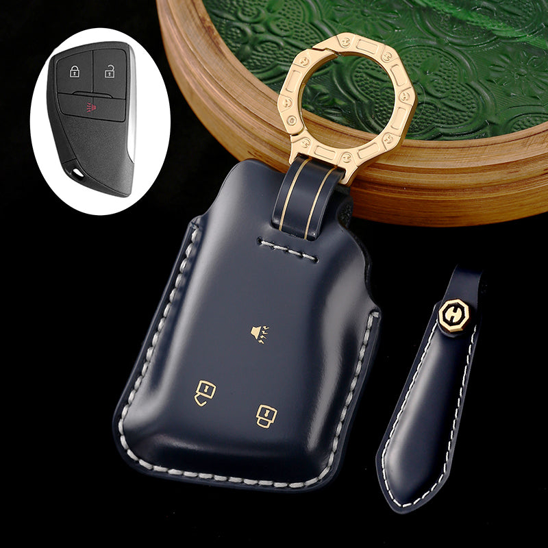 Genuine Cowhide Leather Key Fob Cover for Buick, Car Key Shell Case, Keychain Protector, Fits 3-7 Button Buick Key Fobs