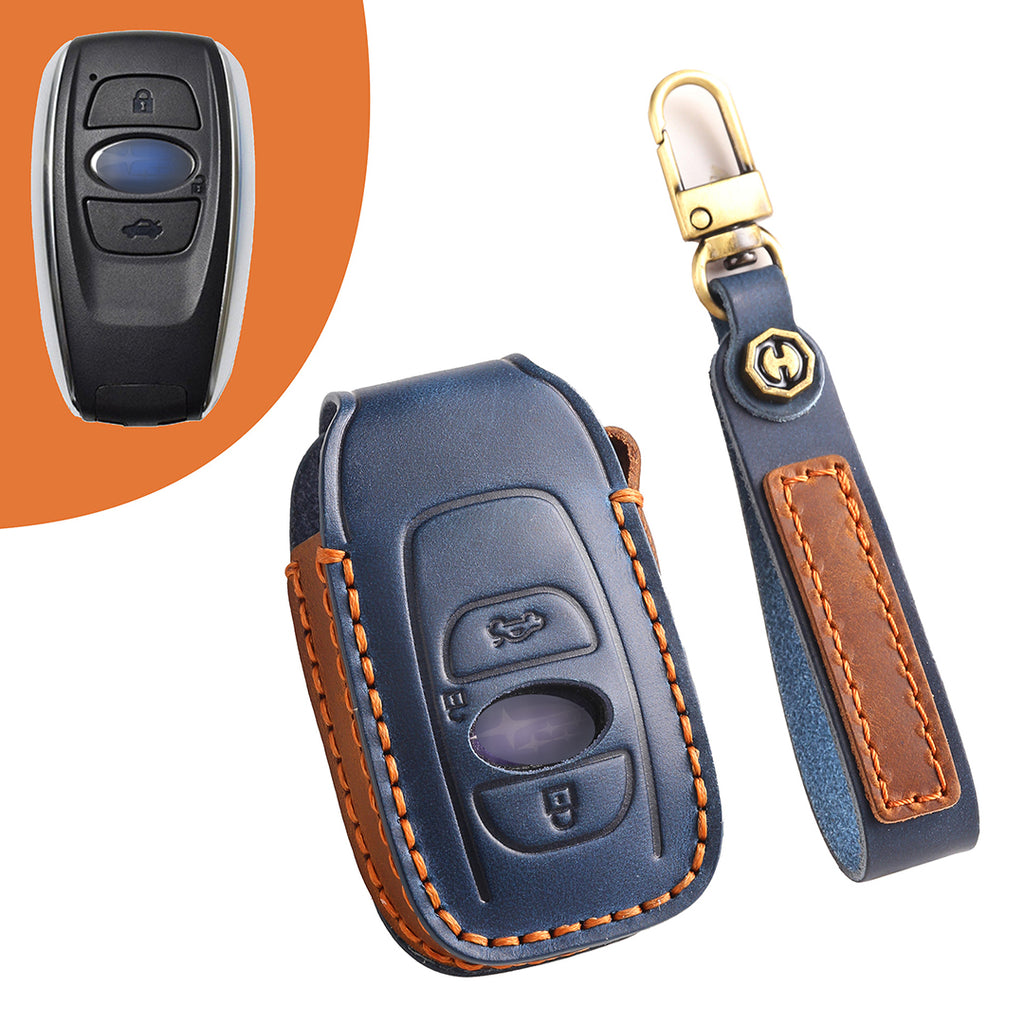 Leather Smart Car Key Cover Case for Subaru Outback, Forester, Impreza, Legacy, and XV