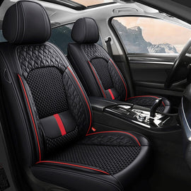 Luxury 3D Car Seat Covers – 5-Piece Waterproof Faux Leather & Ice Silk, Universal Fit for Sedans, SUVs & Trucks