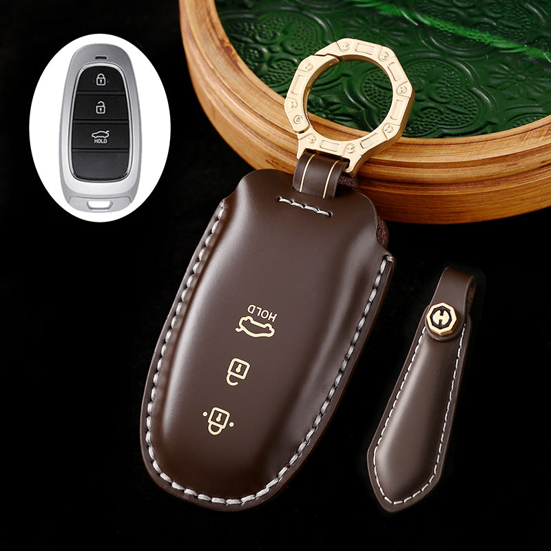 Genuine Leather Key Fob Cover for Hyundai