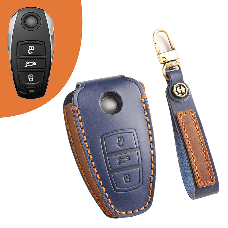 Genuine Leather Key Fob Cover for All 3-Button Volkswagen Key Fobs