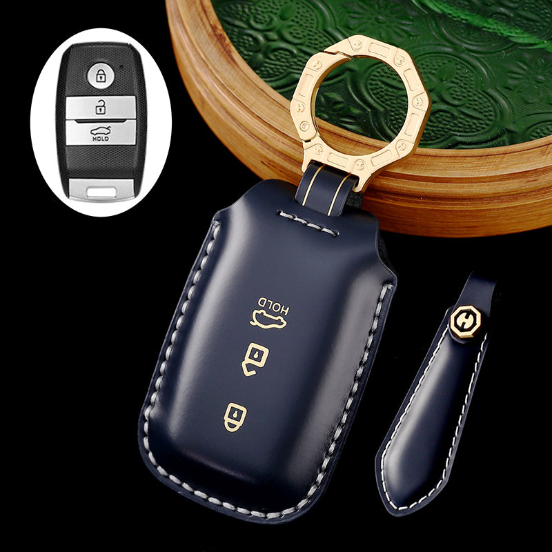 Leather Key Fob Case for KIA K3, KX3, Sorento, Forte – 3-Button Key Holder Keychain Case Accessories