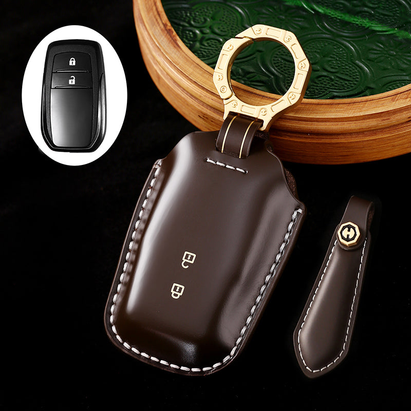 High-End Leather Key Cover with Gift Box, Suitable for Toyota Highlander, Alphard, Previa, and Vellfire