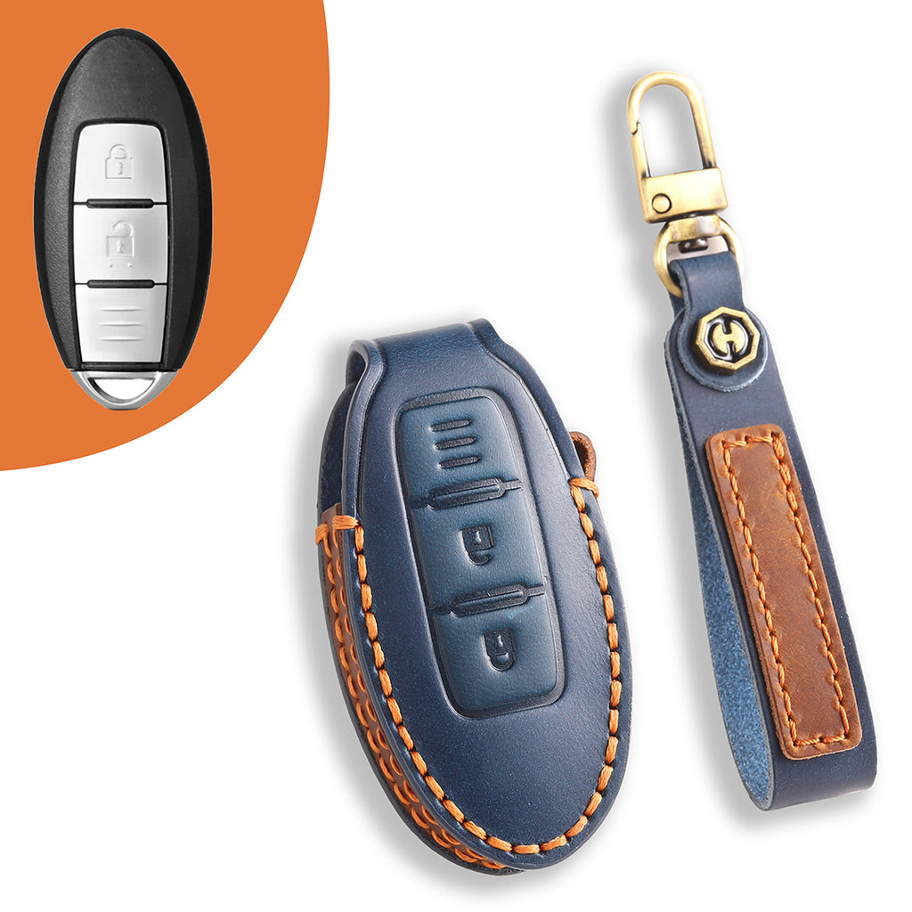 Leather Smart Car Key Cover Case for Nissan X-Trail, Qashqai, Tiida, Altima, and Sylphy