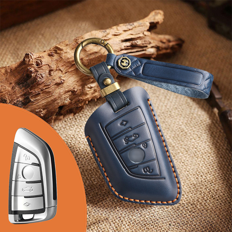 Genuine Leather Key Fob Cover for BMW