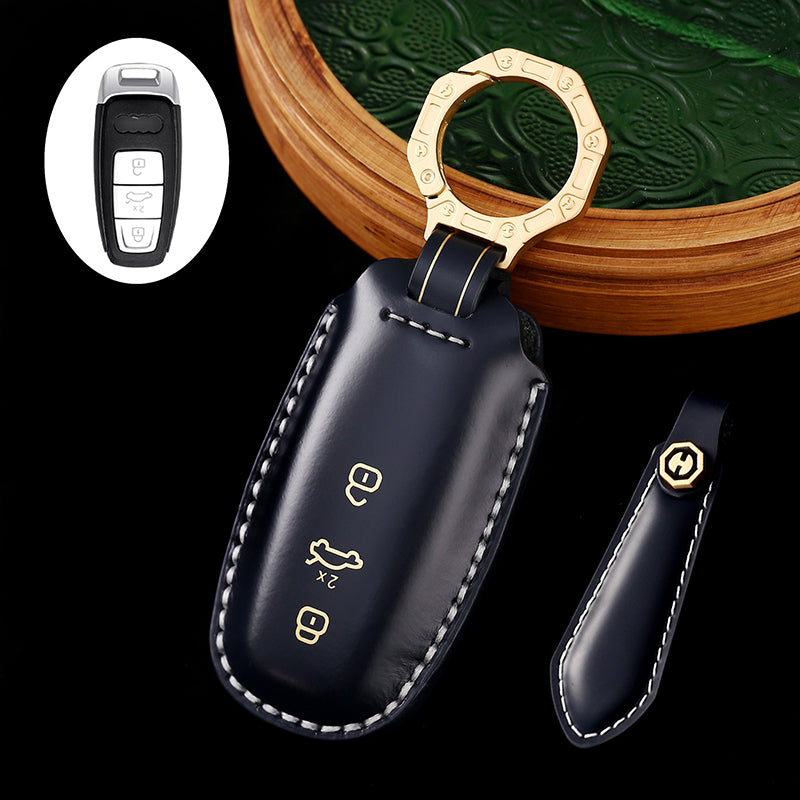 Handmade High-end Cowhide Key Protection Cover, Suitable for Audi A8, A4L, and A6L