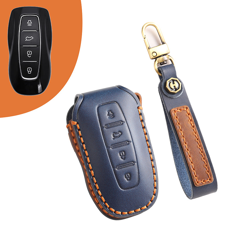 Genuine Leather Key Fob Cover for Ford Series (3-5 Buttons)