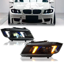 LED Headlights for BMW E90 (2005–2012) – Snake Eyes Style,  Projector Lens
