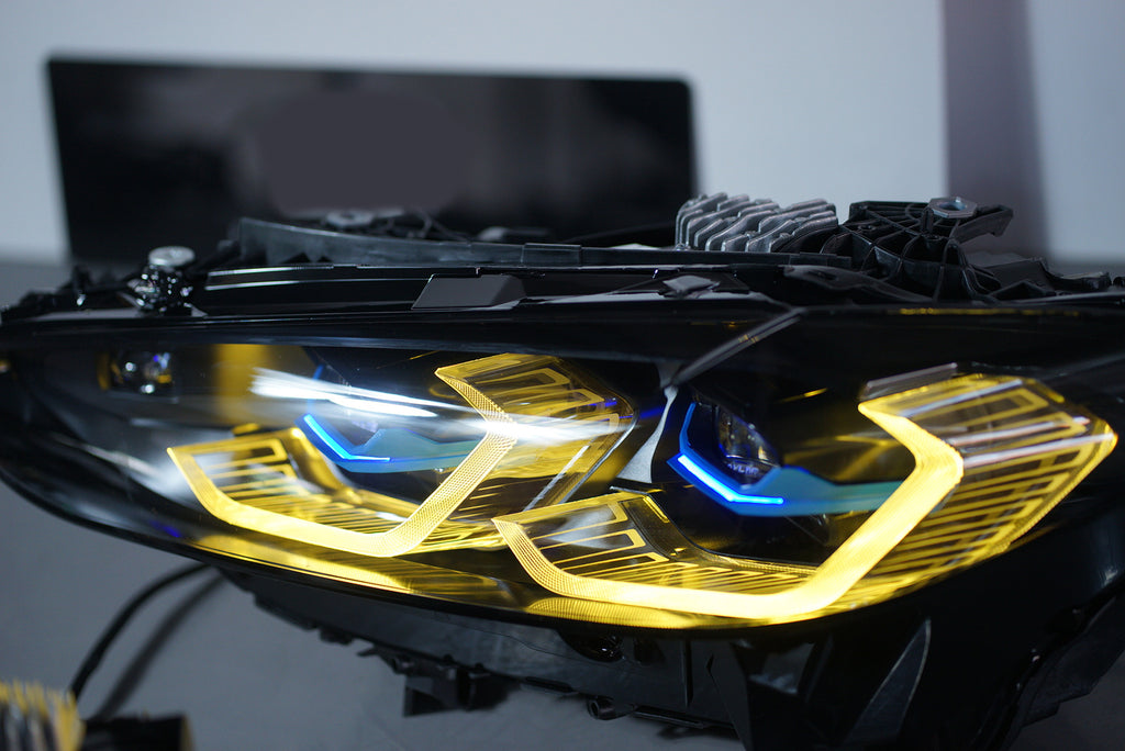 Laser Style Headlights for BMW 4 Series G22 G23 G26 M3 M4 (2021 - Present) Assembly Upgrade, Amber DRL