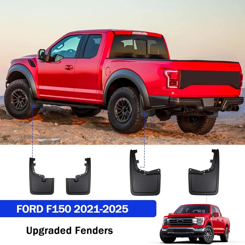 All-Weather Mud Flaps for 2021-2025 Ford F-150 (4PCS) - Front & Rear Splash Guards