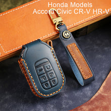 Load image into Gallery viewer, Leather Car Key Covers for Honda Models Accord Civic CR-V HR-V Pilot