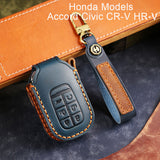 Leather Car Key Covers for Honda Models Accord Civic CR-V HR-V Pilot