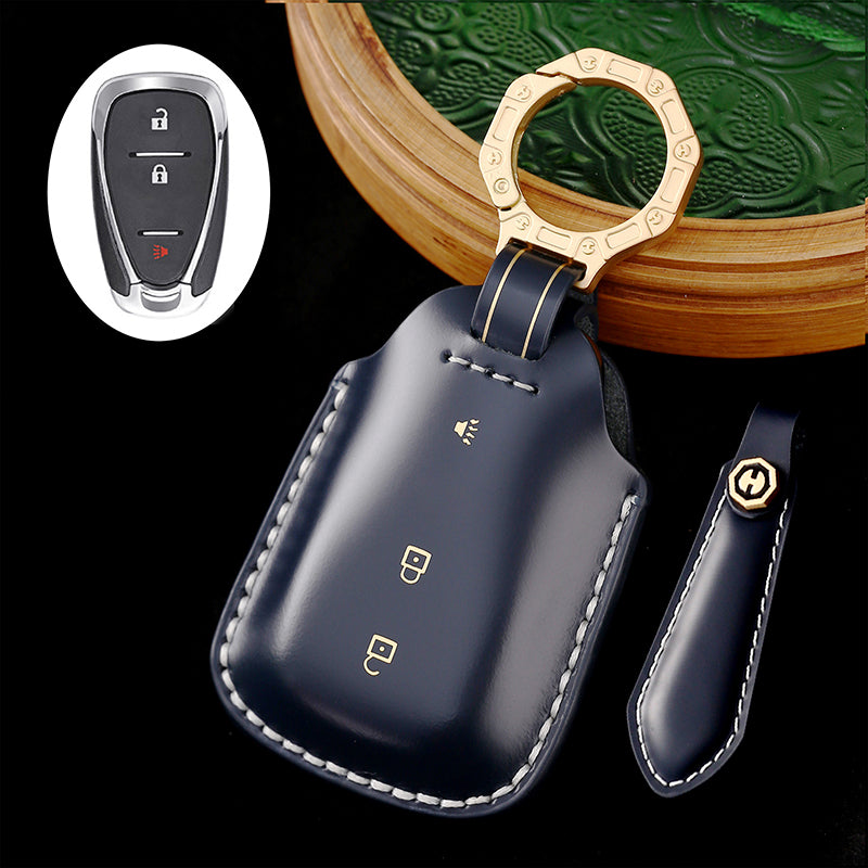 High-End Leather Key Cover Compatible with Chevrolet Malibu, Trailblazer, and Cruze