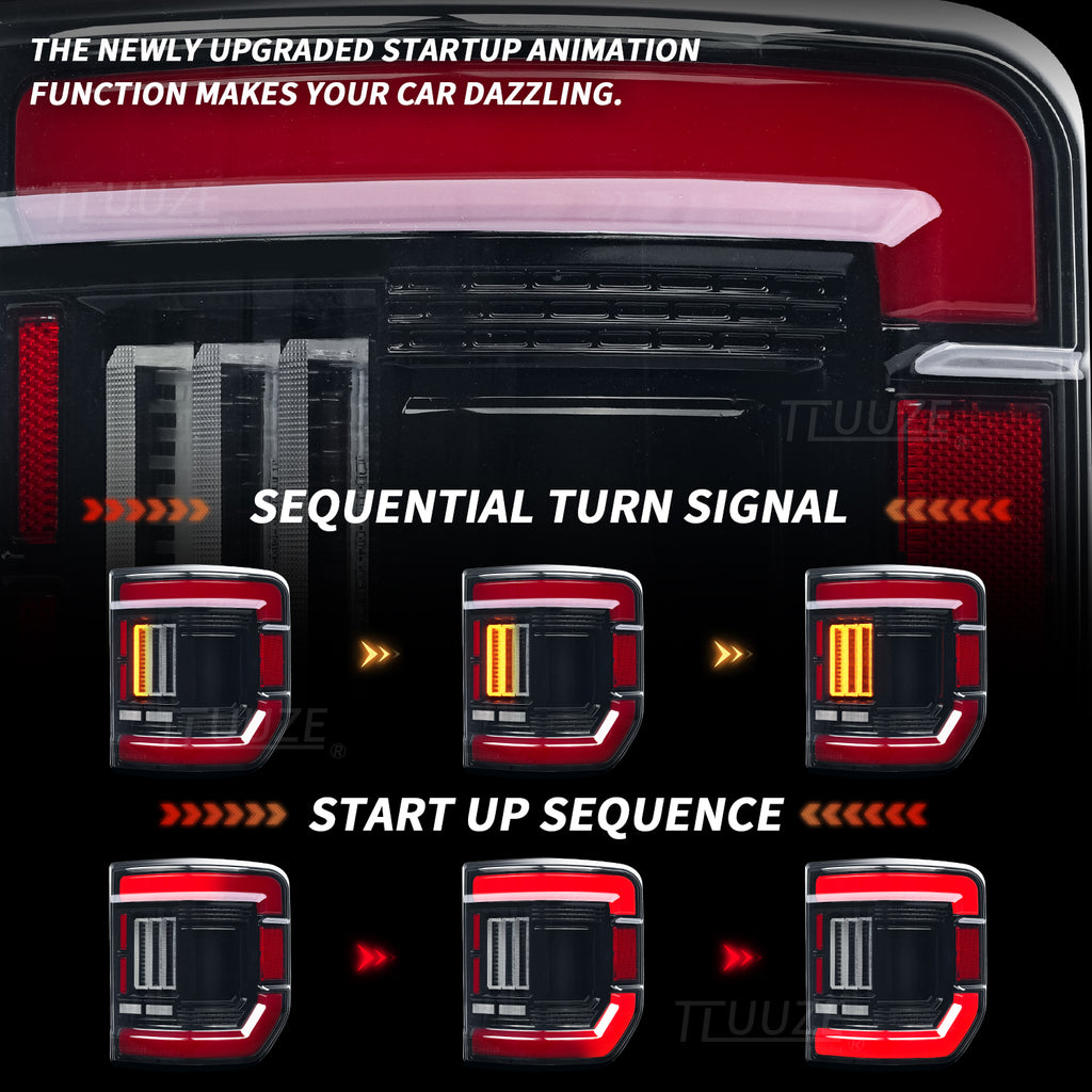 LED Tail Lights for Jeep Gladiator JT 2019–2025 – Black Housing, Red Lens, Plug & Play
