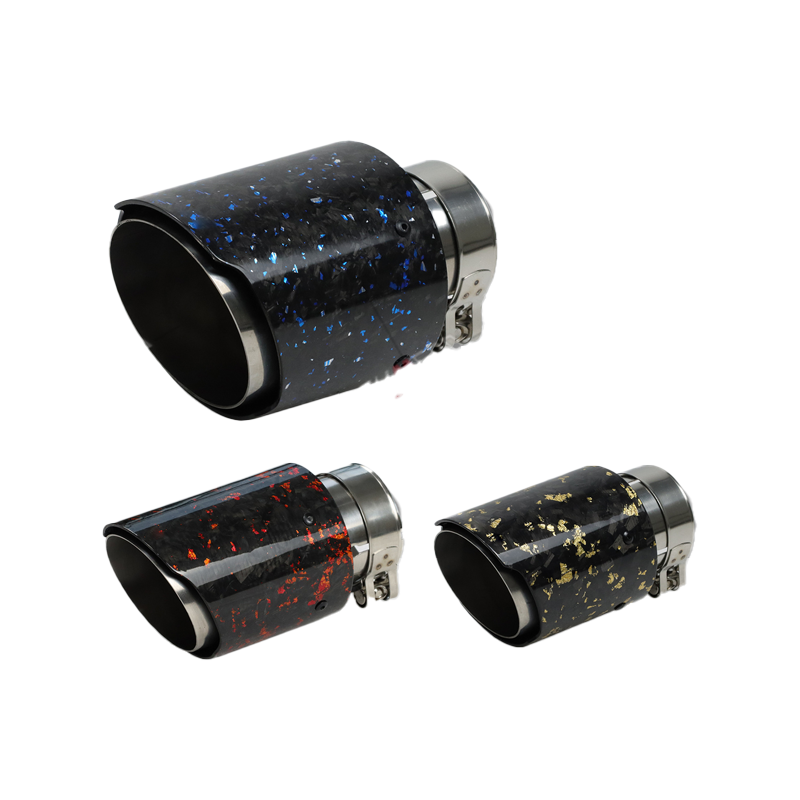 Universal Carbon Fiber Forged Pattern Exhaust Tip - Multicolor Stainless Steel Tailpipe Upgrade