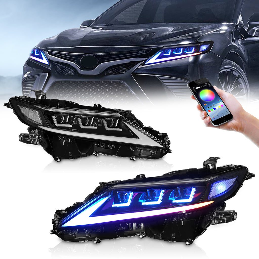 LED Headlights for Toyota Camry (2018–2023, 8th Gen) – Start-Up Animation & Projector Lens