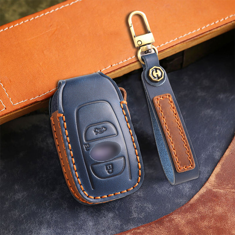 Genuine Leather Key Fob Cover for Subaru Outback, Forester, Impreza, Legacy, and XV (3, 4-Button)