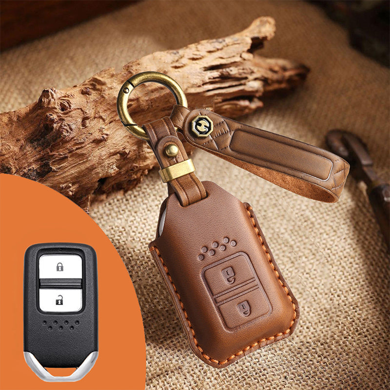 Genuine Leather Key Fob Cover for Honda