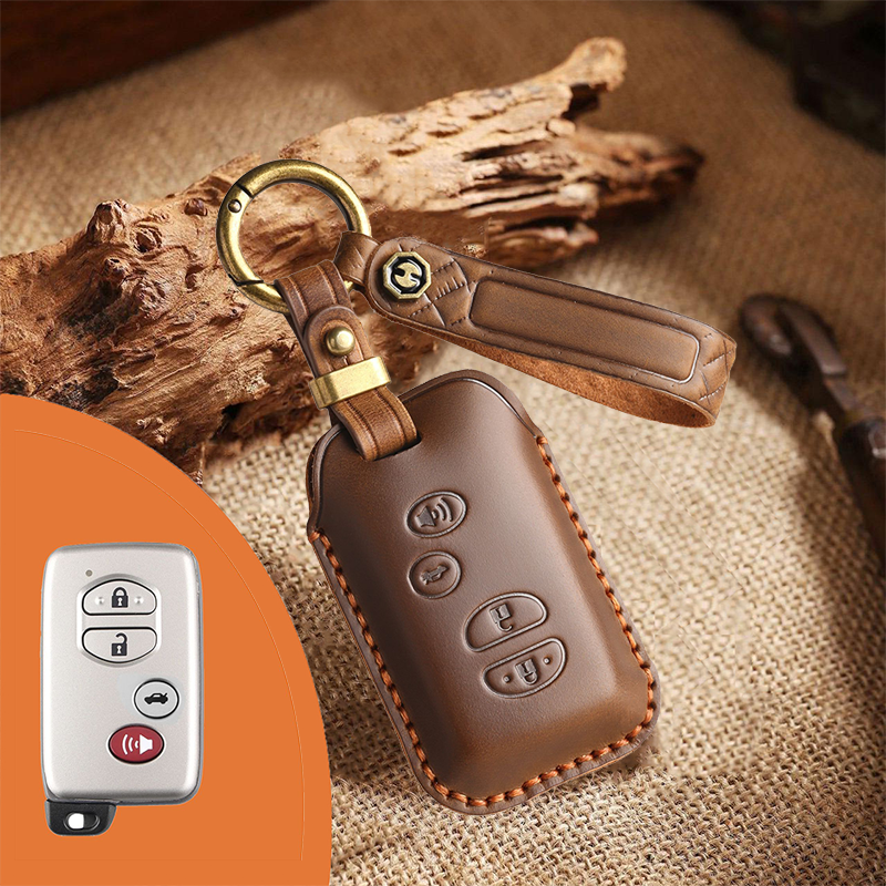 Genuine Leather Key Fob Cover for Toyota