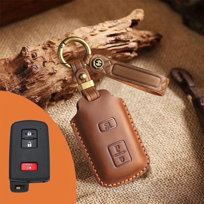 Genuine Leather Key Fob Cover for Toyota