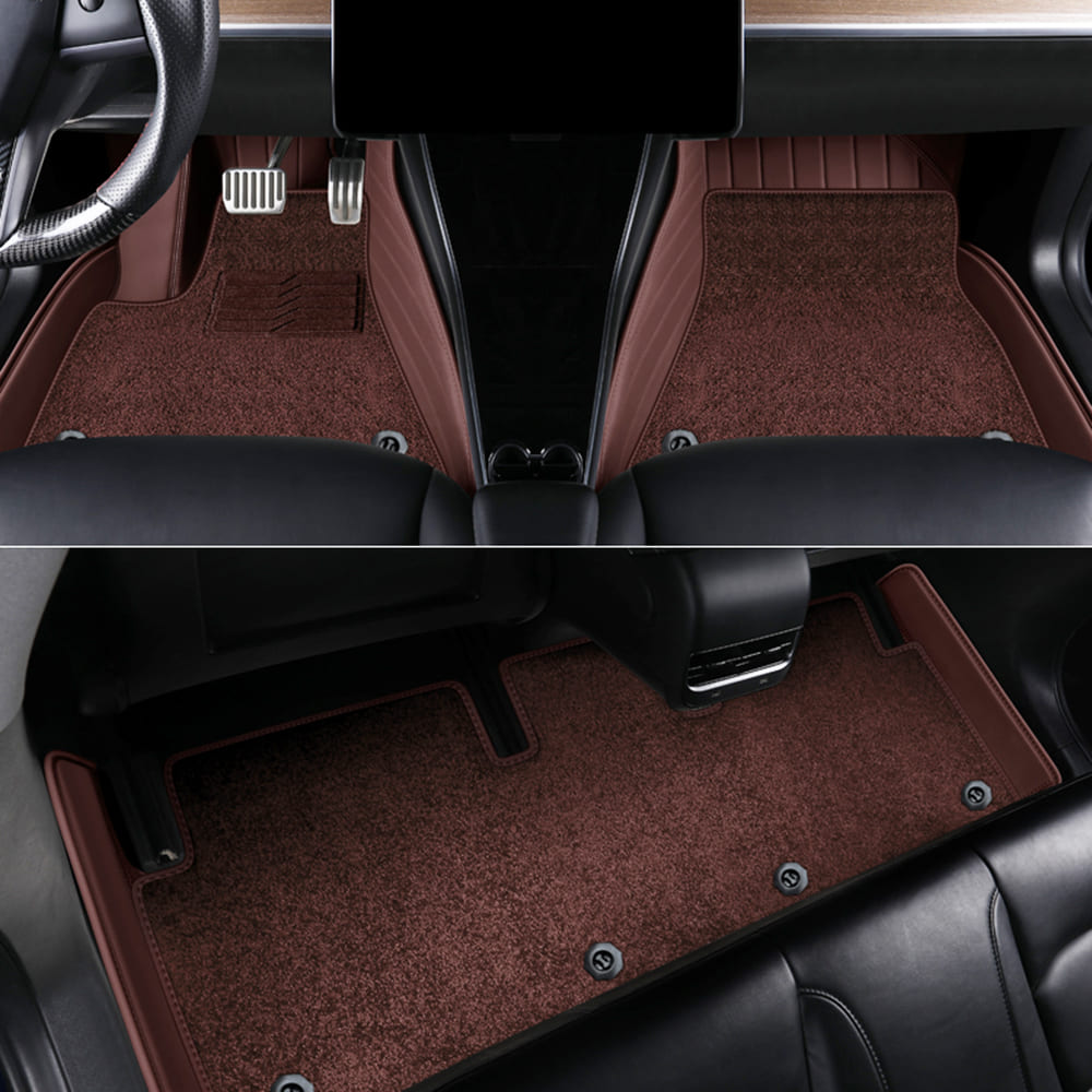 Tesla Model 3/Y/Highland/Juniper All-Weather Leather Floor Mats Interior Liners