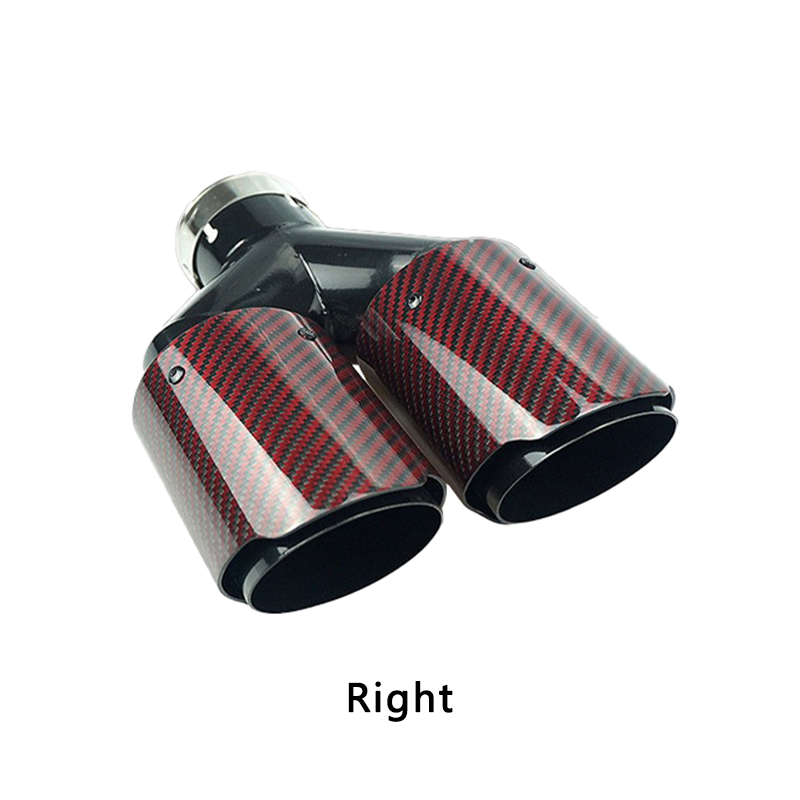 Red Carbon Fiber Glossy Y-Shaped Muffler Tips - 2.6″ IN/3.98″ OUT - Universal Fit