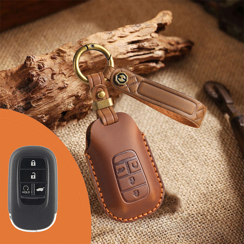 Genuine Leather Key Fob Cover for Honda