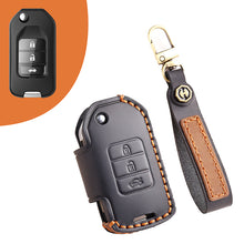 Load image into Gallery viewer, Genuine Leather Key Fob Cover for Honda Accord, Civic, CR-V, HR-V, and Pilot Models