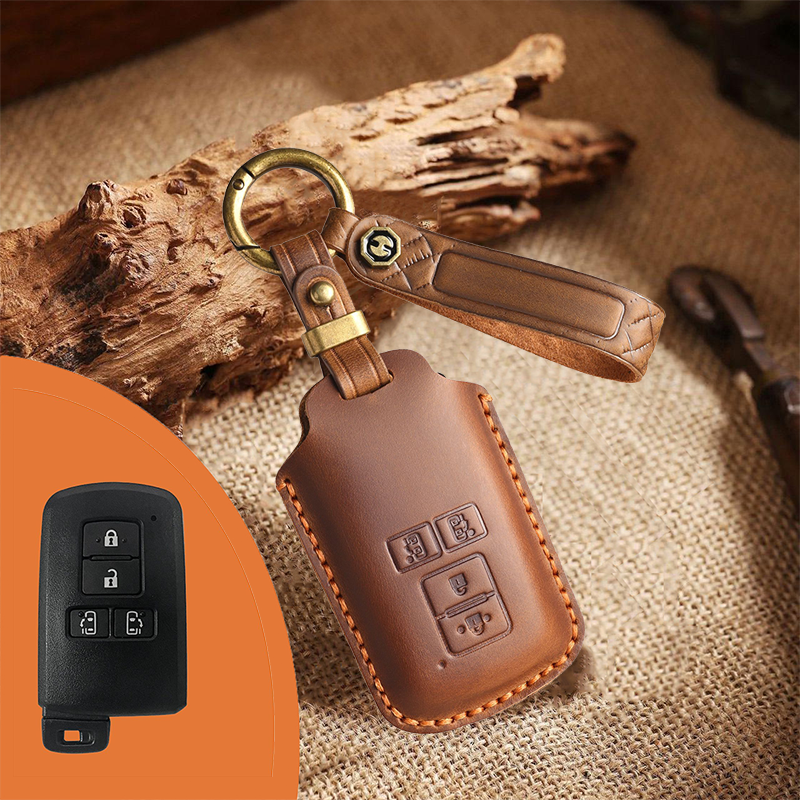 Genuine Leather Key Fob Cover for Toyota