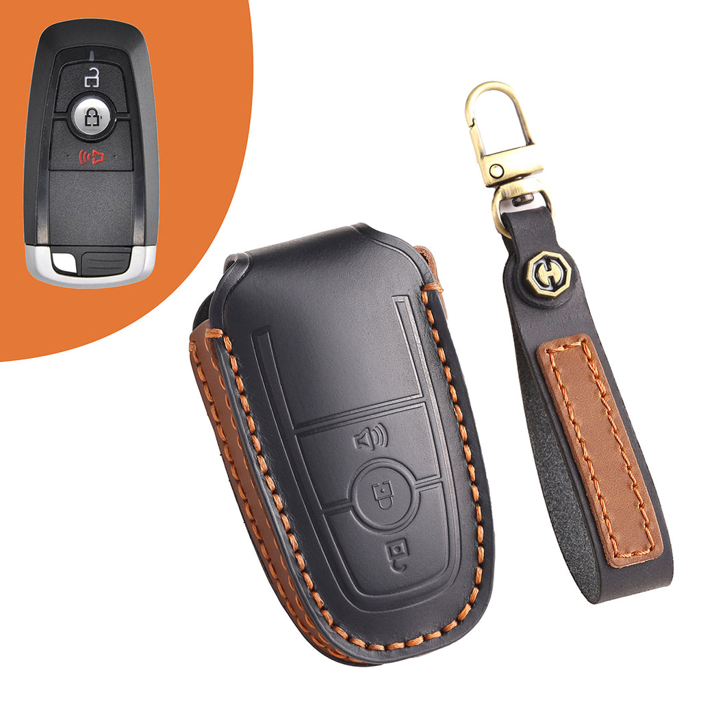 Premium Leather Keychain Protective Case for Ford Series [3-5 Buttons] - Keyless Remote Car Key Shell