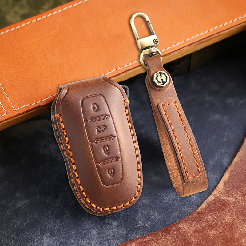 Genuine Leather Key Fob Cover for Ford Series (3-5 Buttons)