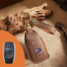 Load image into Gallery viewer, Genuine Leather Key Fob Cover for Subaru Outback, Forester, Legacy, and XV