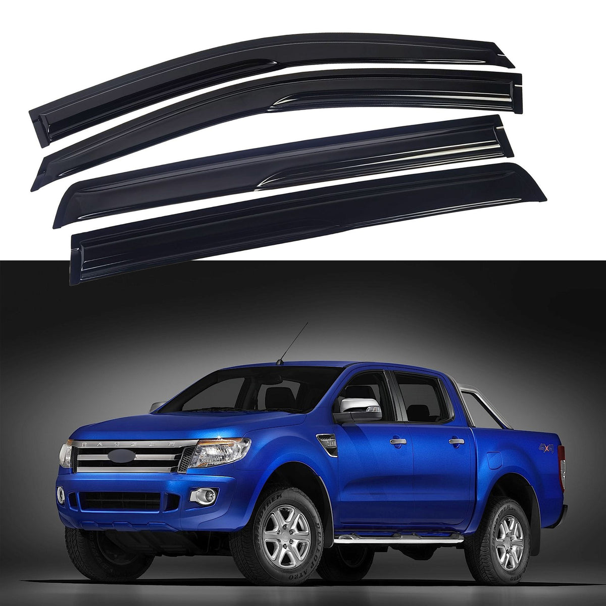In-Channel Side Window Deflectors / Window Visors for Ford Ranger (200 ...