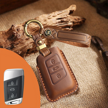 Load image into Gallery viewer, Genuine Leather Key Fob Cover for Volkswagen (3-5 Buttons)