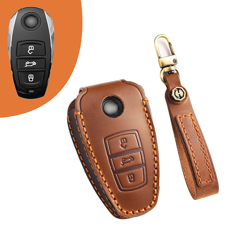 Genuine Leather Key Fob Cover for All 3-Button Volkswagen Key Fobs