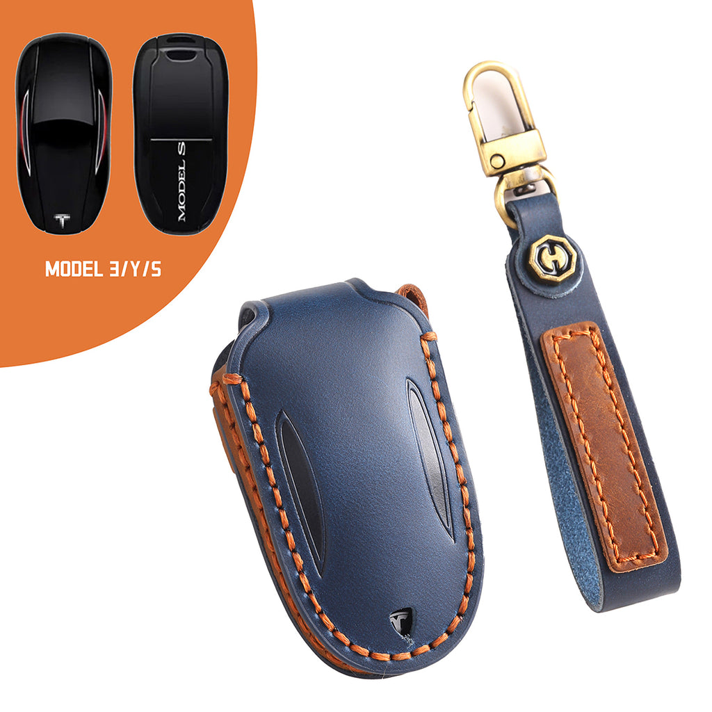 Suitable for Tesla Key Cover, Model3/Y/S/X Protection Cover Leather，Model 3 Card Protection Cover Leather