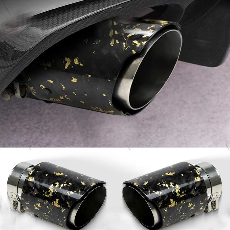 Universal Carbon Fiber Forged Pattern Exhaust Tip - Multicolor Stainless Steel Tailpipe Upgrade