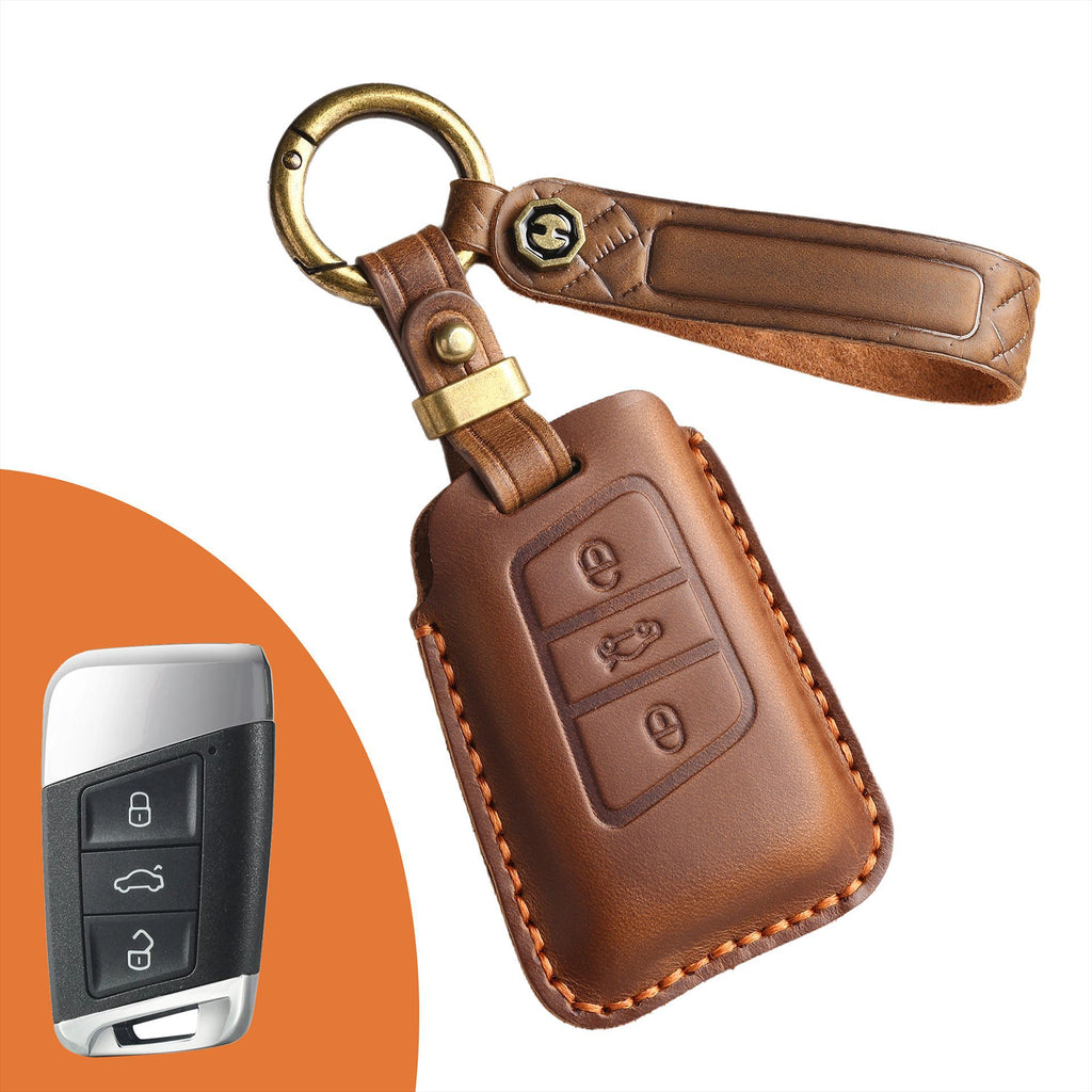 Vintage Handmade Luxury Leather Key Fob For All Volkswagen Models